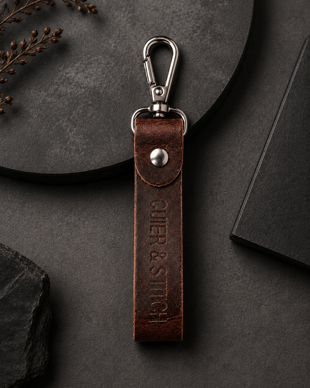 Brown Leather Keychain