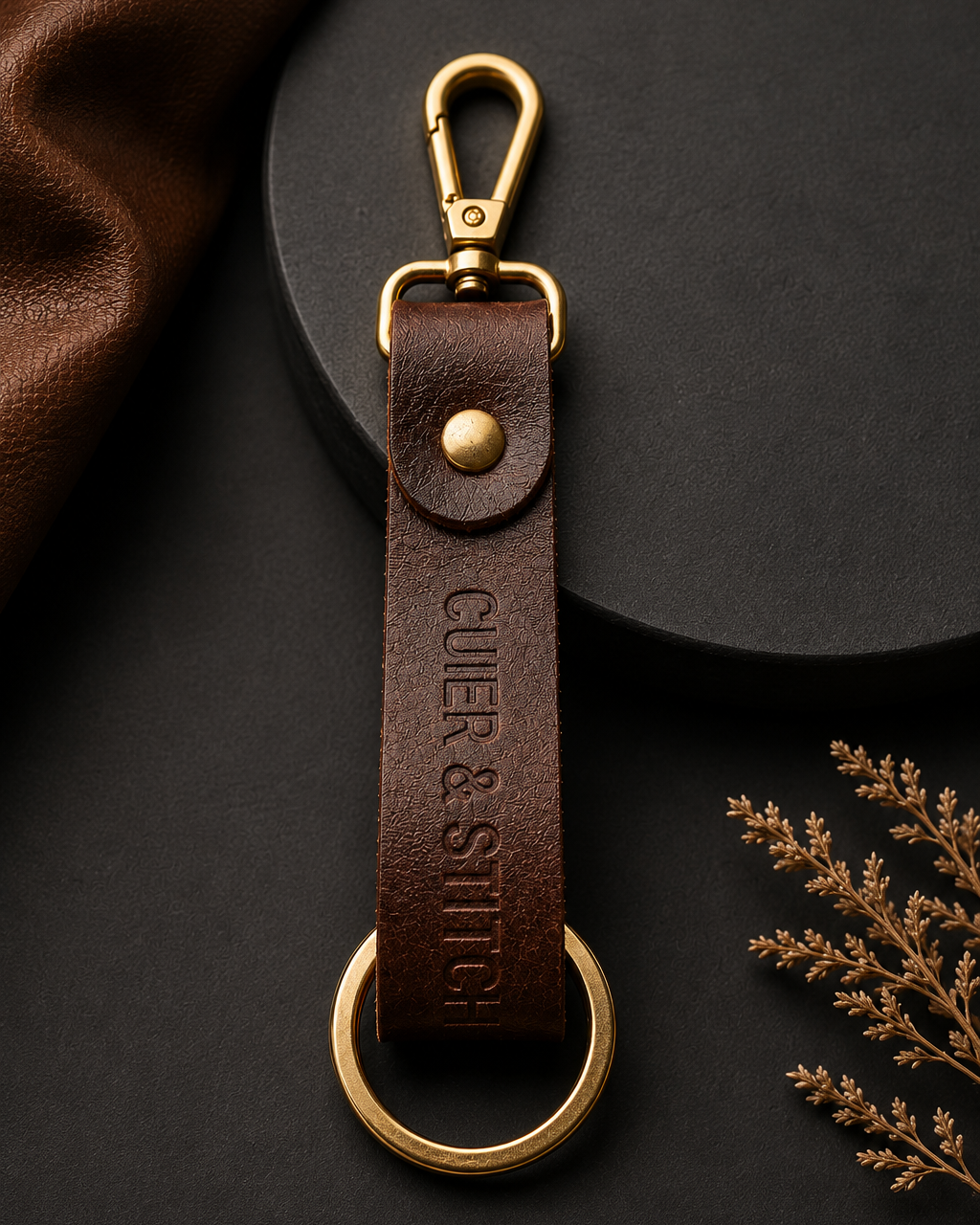 Premium Brown Leather Keychain