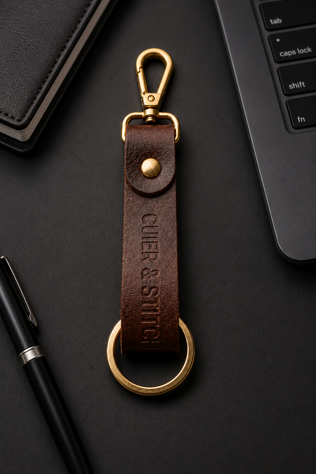 Premium Brown Leather Keychain