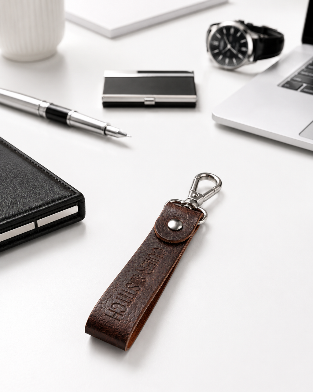 Brown Leather Keychain