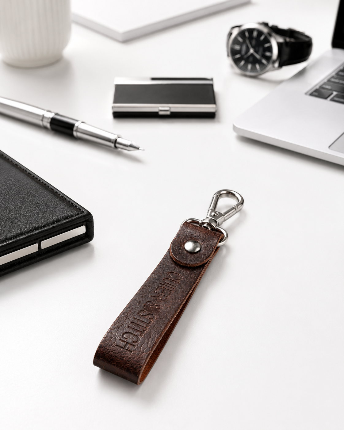 Brown Leather Keychain