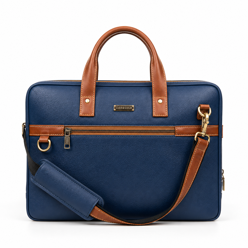 Blue & Tan Office Bag