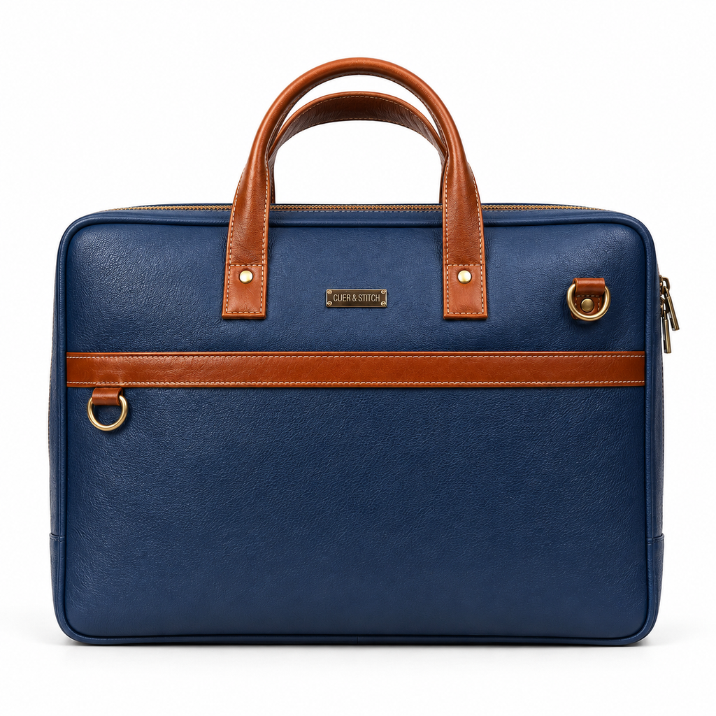 Blue & Tan Office Bag