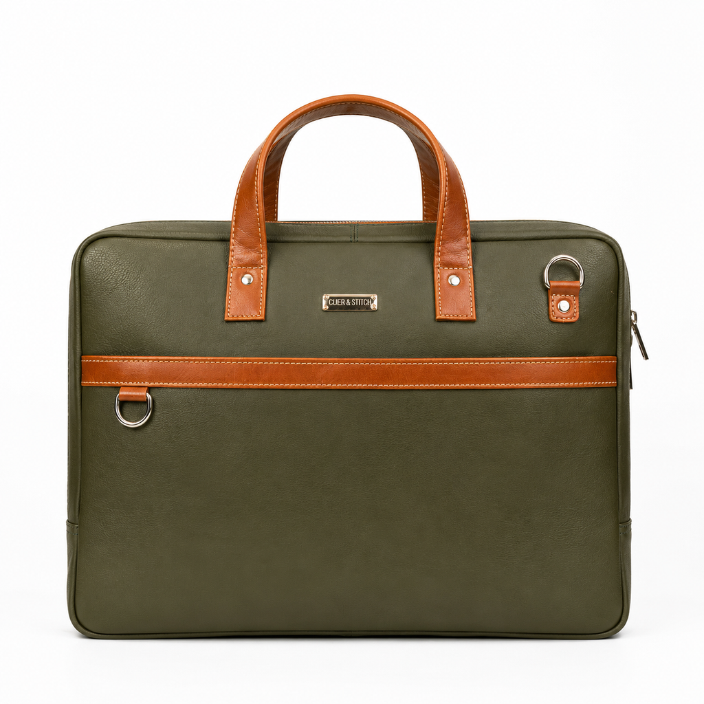 Green & Tan Office Bag