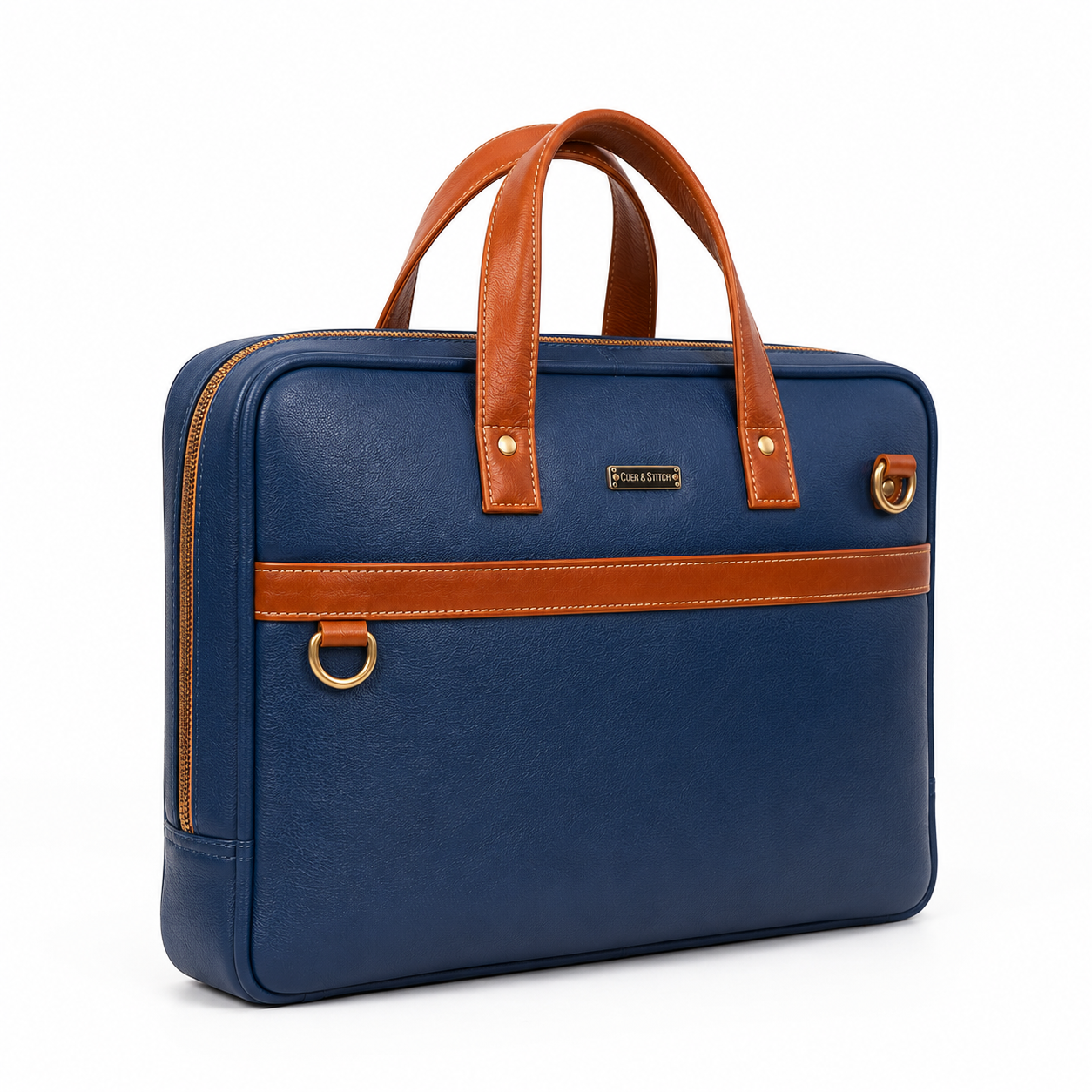 Blue & Tan Office Bag