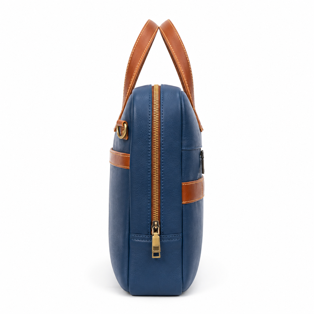 Blue & Tan Office Bag